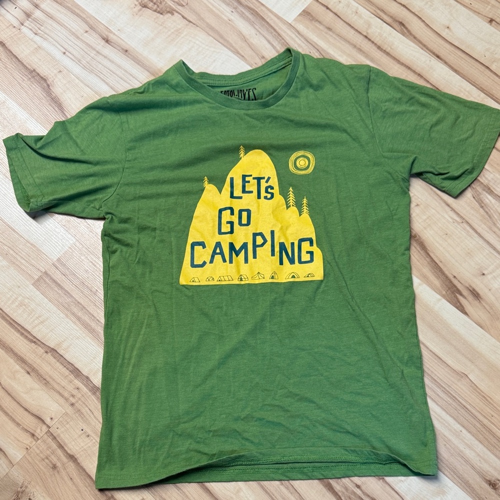 Let's Go Camping Green Graphic Tee